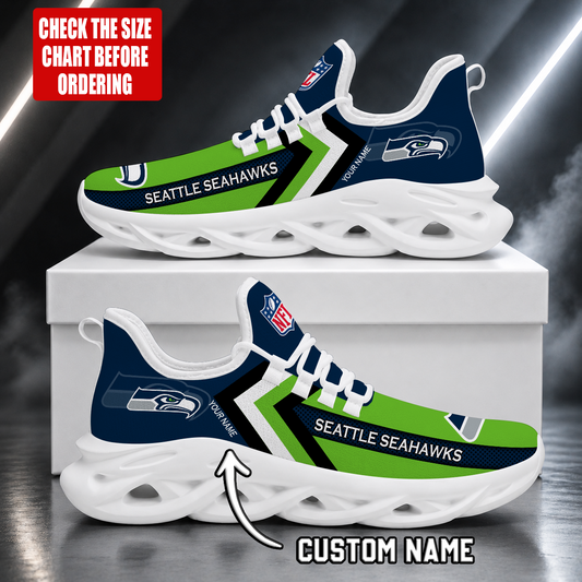 FINAL SALE - NEW CUSTOMIZED NFL06 SSH SEATTLE SEAHAWKS UNISEX MAX SOUL SHOES