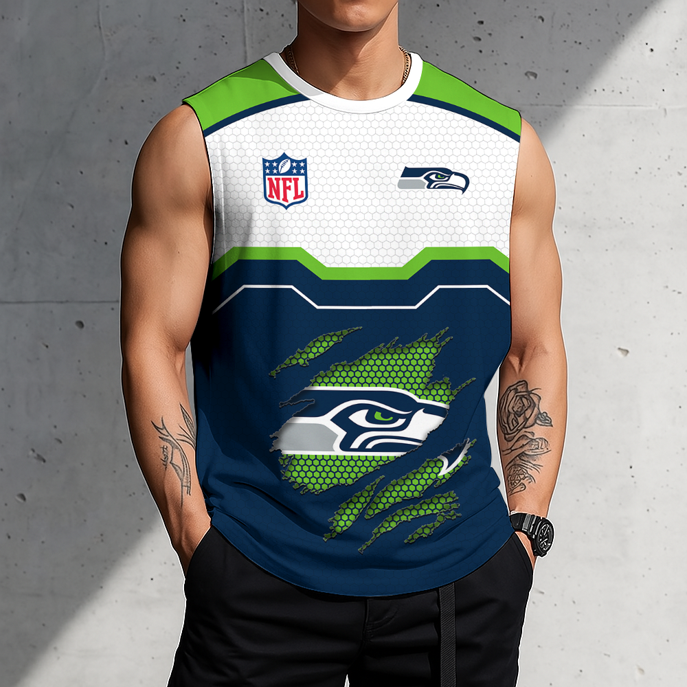 FINAL SALE - NEW CUSTOMIZED NFL06 SSH SEATTLE SEAHAWKS MEN'S GYM SHIRT