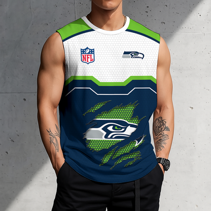 FINAL SALE - NEW CUSTOMIZED NFL06 SSH SEATTLE SEAHAWKS MEN'S GYM SHIRT