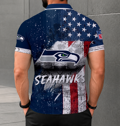 FINAL SALE - NEW CUSTOMIZED NFL06 SSH SEATTLE SEAHAWKS POLO SHIRT