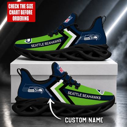 FINAL SALE - NEW CUSTOMIZED NFL06 SSH SEATTLE SEAHAWKS UNISEX MAX SOUL SHOES