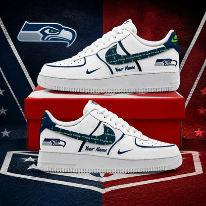 FINAL SALE - NEW CUSTOMIZED NFL06 SSH SEATTLE SEAHAWKS AF1 SHOES