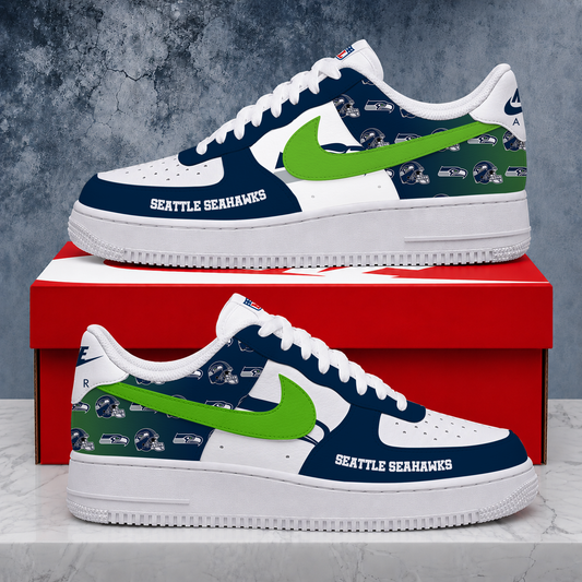 FINAL SALE - NEW CUSTOMIZED NFL06 SSH SEATTLE SEAHAWKS AF1 SHOES