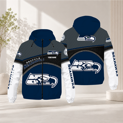 HOT DEAL - NEW CUSTOMIZED NFL06 SSH SEATTLE SEAHAWKS WINDBREAKER JACKET