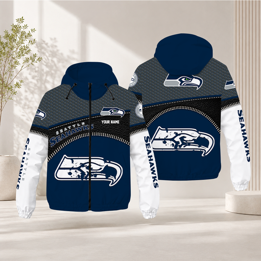 HOT DEAL - NEW CUSTOMIZED NFL06 SSH SEATTLE SEAHAWKS WINDBREAKER JACKET