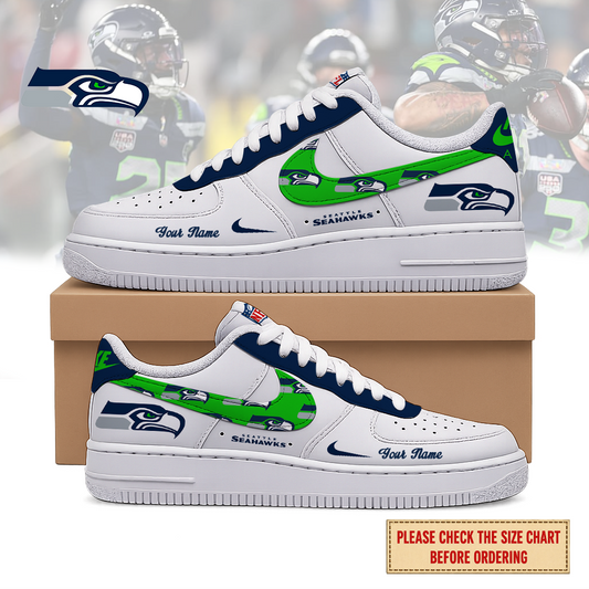 VIRAL EDITION - NEW CUSTOMIZED NFL06 SSH SEATTLE SEAHAWKS AF1 SHOES