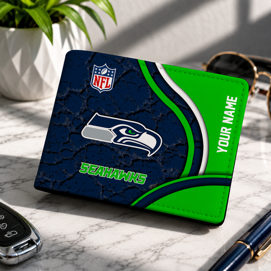 LIMITED EDITION - NEW CUSTOMIZED NFL06 SSH SEATTLE SEAHAWKS LEATHER WALLET