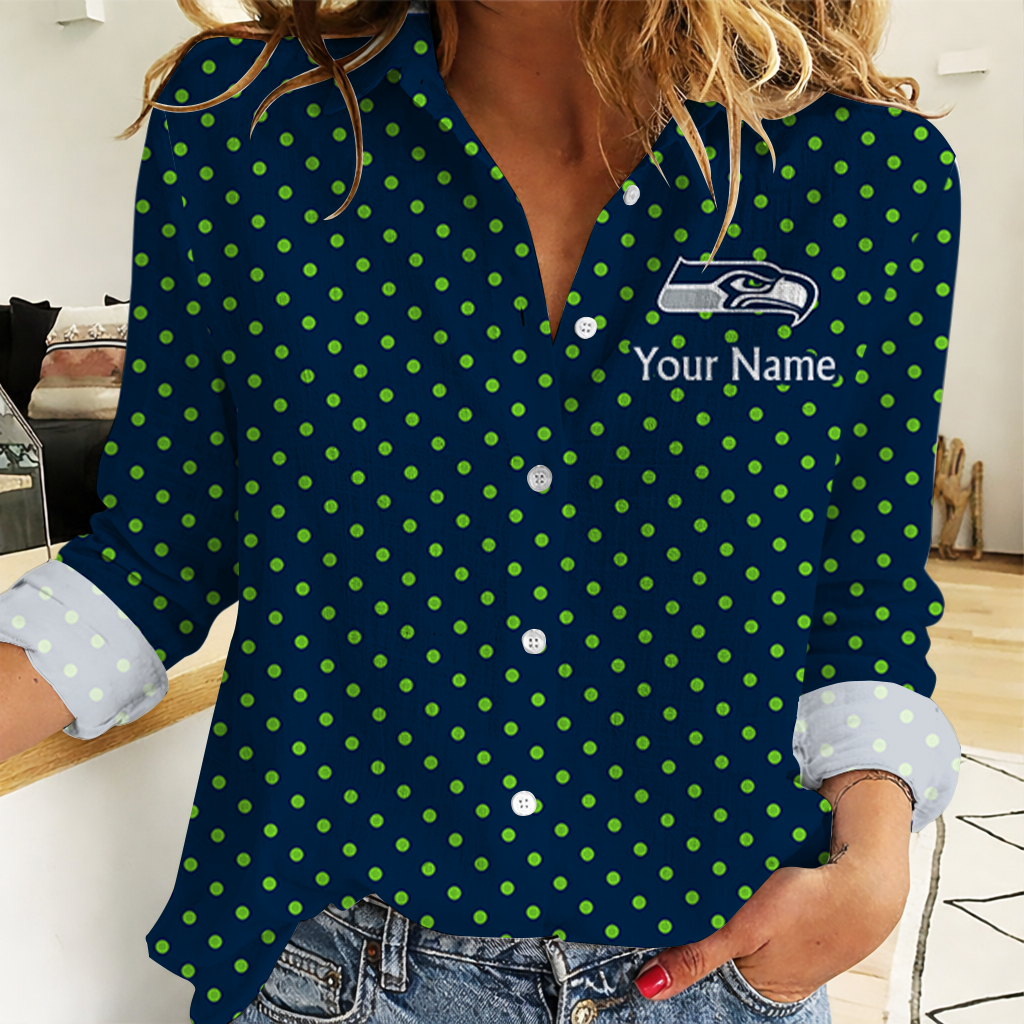 SPECIAL EDITION - NEW CUSTOMIZED NFL06 SSH SEATTLE SEAHAWKS WOMEN CASUAL SHIRT