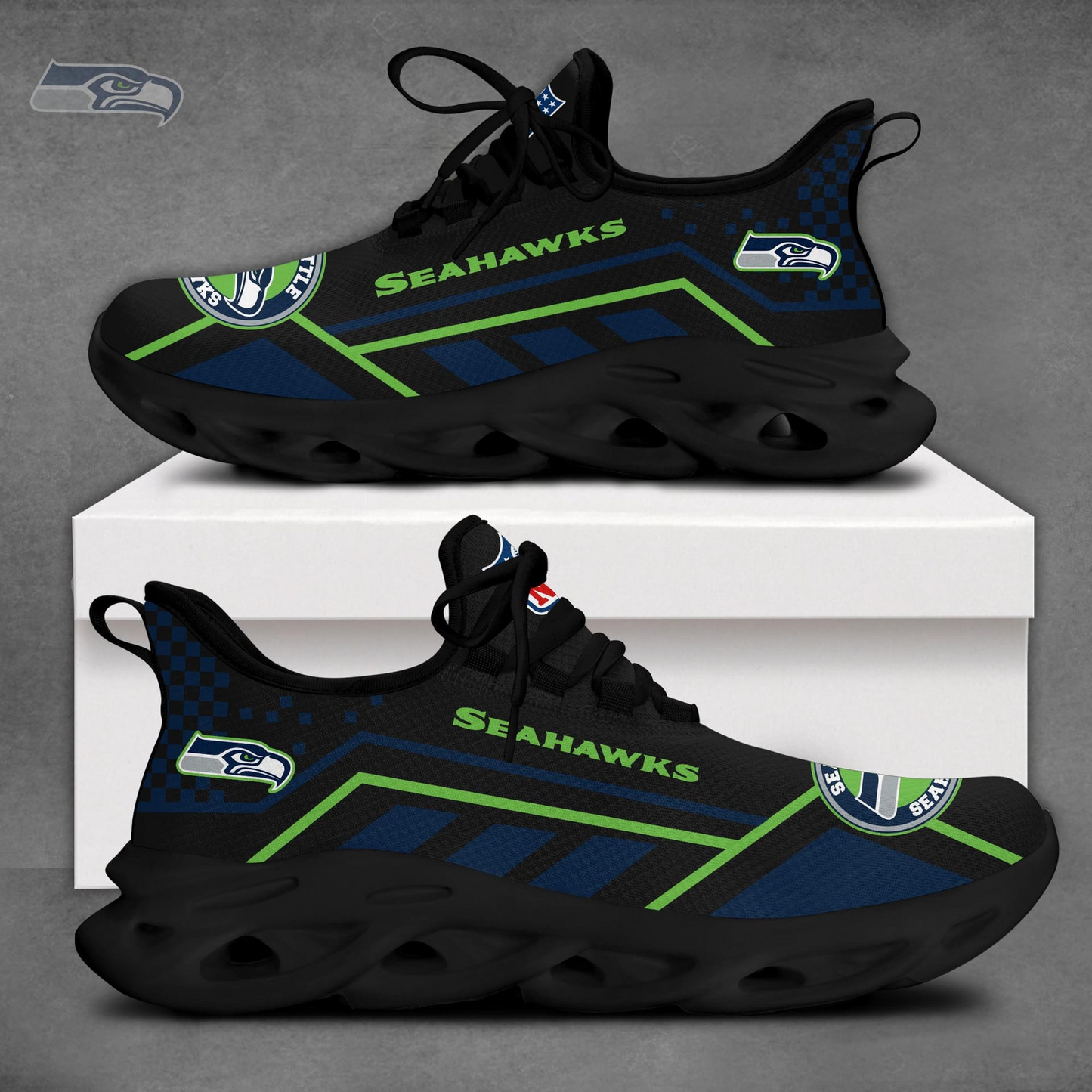 LIMITED EDITION - NEW CUSTOMIZED NFL06 SSH SEATTLE SEAHAWKS MAX SOUL SHOES