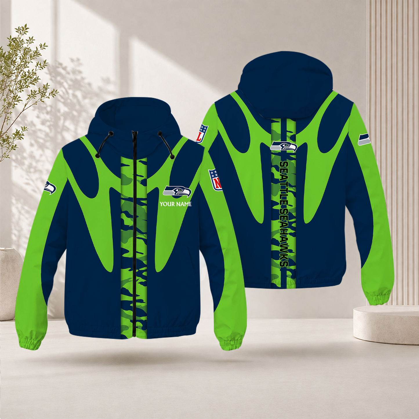 FLASH SALE - NEW CUSTOMIZED NFL06 SSH SEATTLE SEAHAWKS WINDBREAKER JACKET