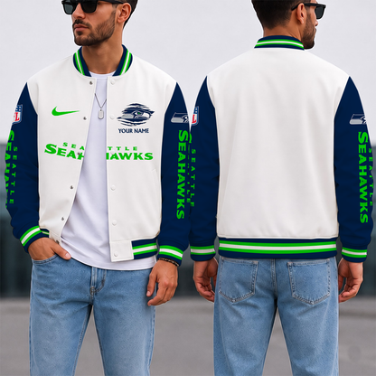 SPECIAL EDITION - NEW CUSTOMIZED NFL06 SSH SEATTLE SEAHAWKS SATIN VARSITY & BASEBALL JACKET