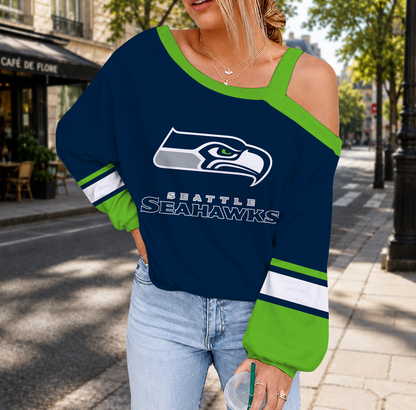 LIMITED EDITION - NEW CUSTOMIZED NFL06 SSH SEATTLE SEAHAWKS DROP SHOULDER SWEATSHIRT