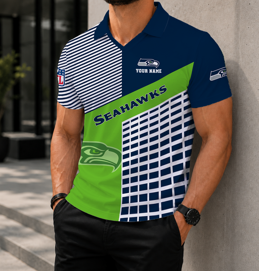 FINAL SALE - NEW CUSTOMIZED NFL06 SSH SEATTLE SEAHAWKS POLO SHIRT