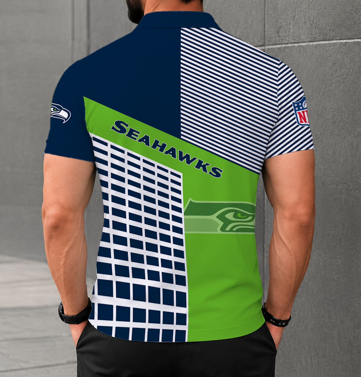 FINAL SALE - NEW CUSTOMIZED NFL06 SSH SEATTLE SEAHAWKS POLO SHIRT