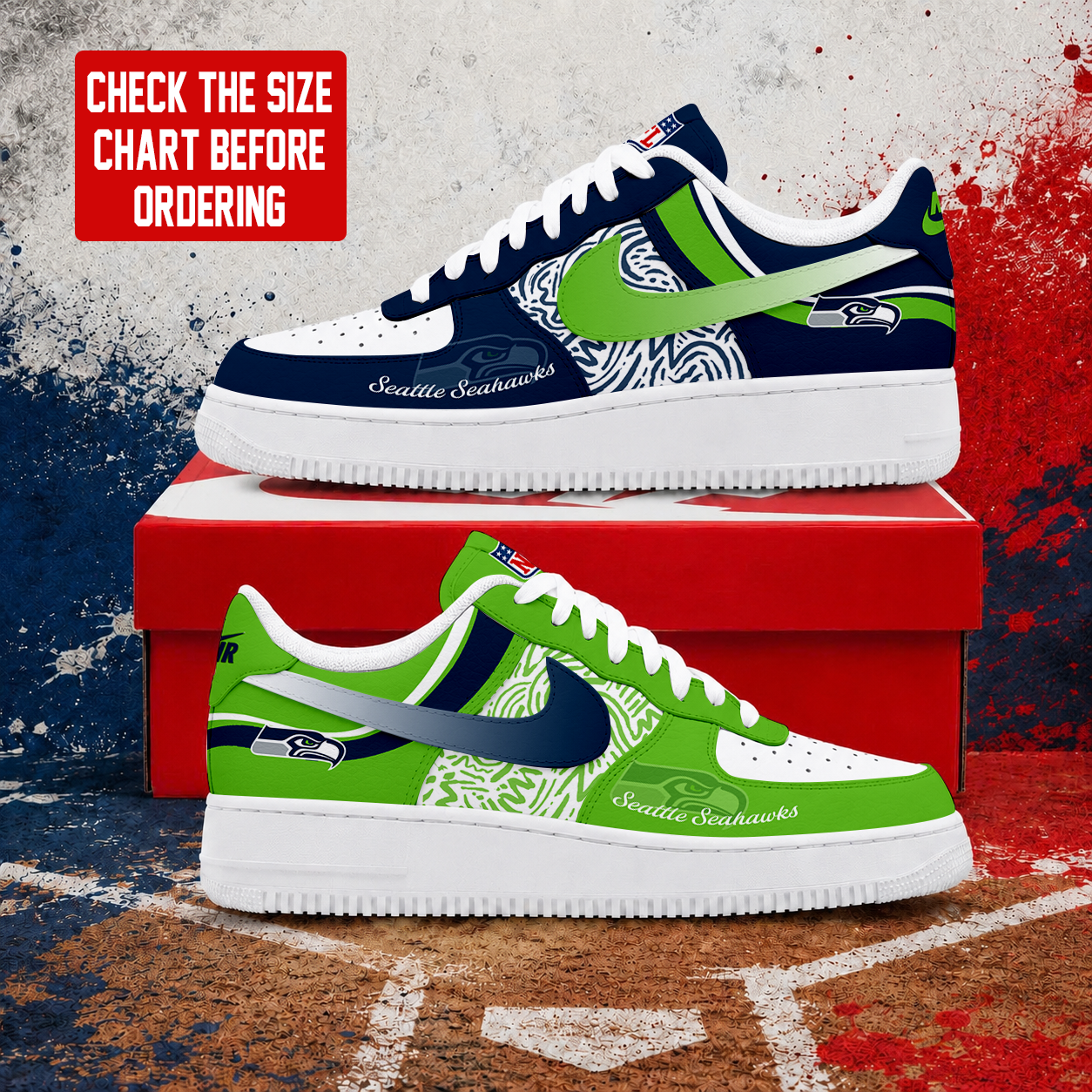 FLASH SALE - NEW CUSTOMIZED NFL06 SSH SEATTLE SEAHAWKS AF1 SHOES