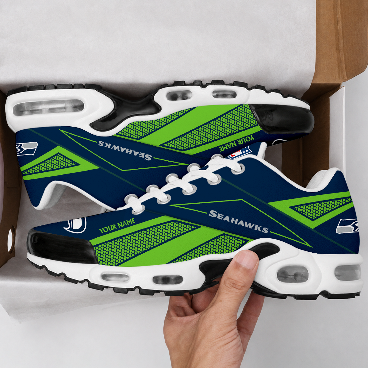 LIMITED EDITION - NEW CUSTOMIZED NFL06 SSH SEATTLE SEAHAWKS AIR MAX PLUS SNEAKERS