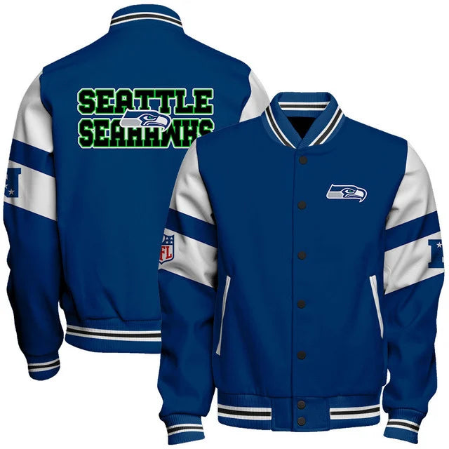 VIRAL EDITION - NEW CUSTOMIZED NFL06 SSH SEATTLE SEAHAWKS SATIN VARSITY & BASEBALL JACKET