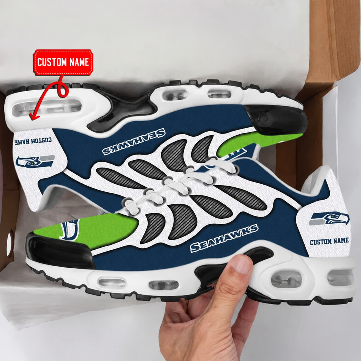 HOT DEAL - NEW CUSTOMIZED NFL06 SSH SEATTLE SEAHAWKS AIR MAX PLUS SNEAKERS