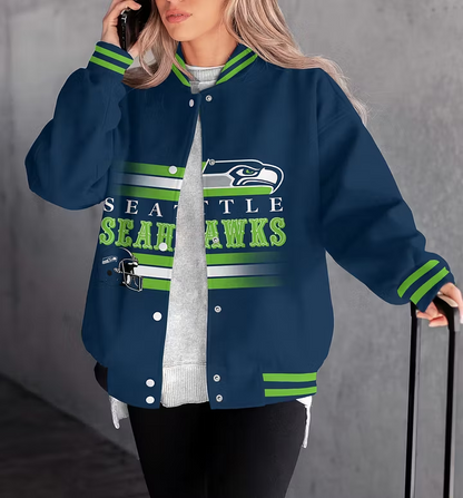 FINAL SALE - NEW CUSTOMIZED NFL06 SSH SEATTLE SEAHAWKS SATIN VARSITY & BASEBALL JACKET