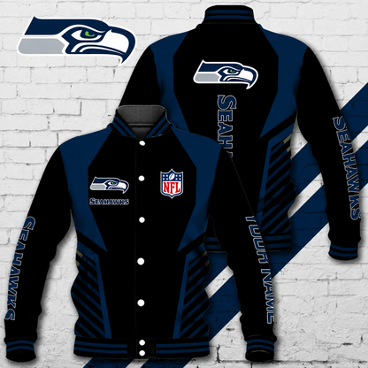 LIMITED EDITION - NEW CUSTOMIZED NFL06 SSH SEATTLE SEAHAWKS SATIN VARSITY & BASEBALL JACKET