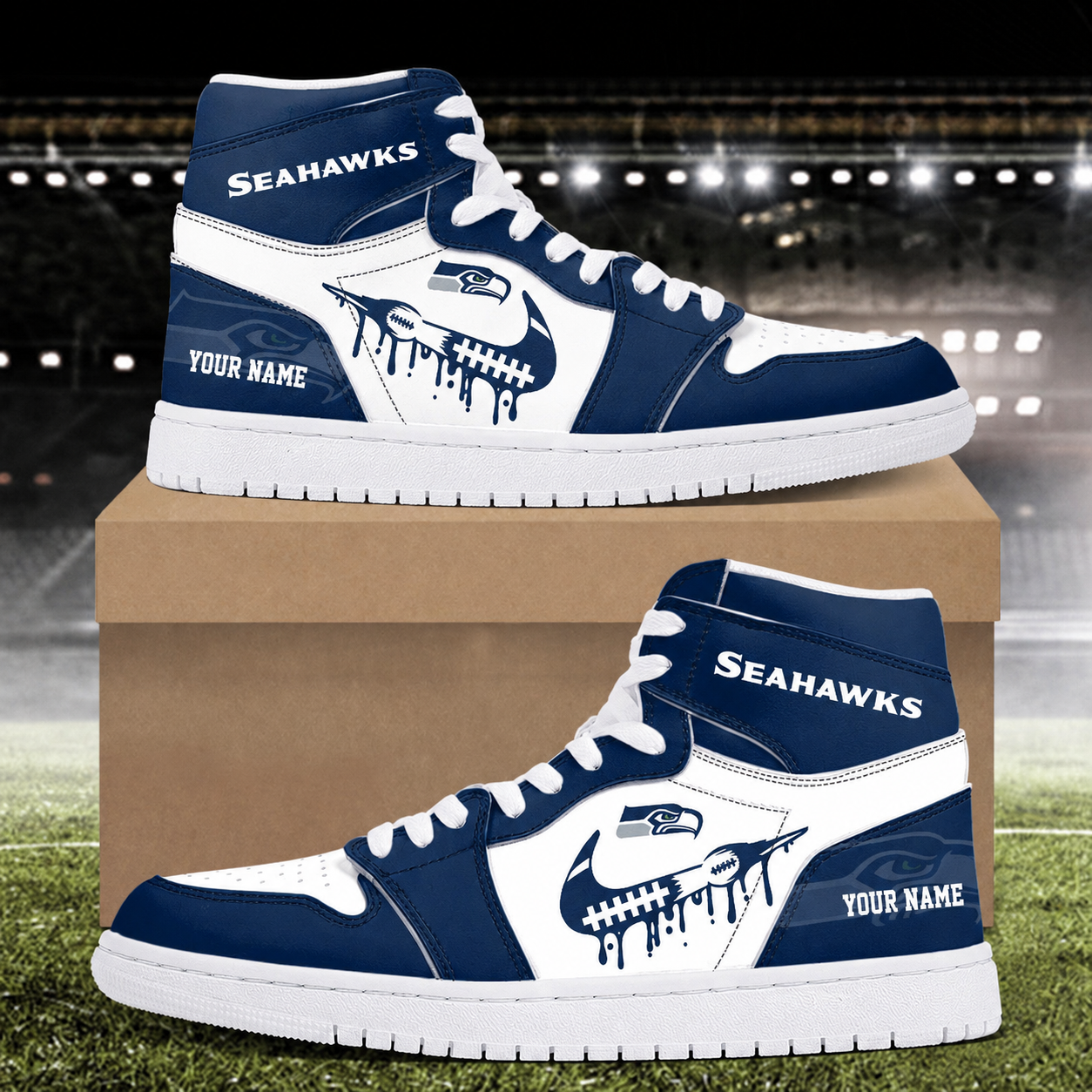 EXCLUSIVE EDITION - NEW CUSTOMIZED NFL06 SSH SEATTLE SEAHAWKS AIR JORDAN SNEAKERS
