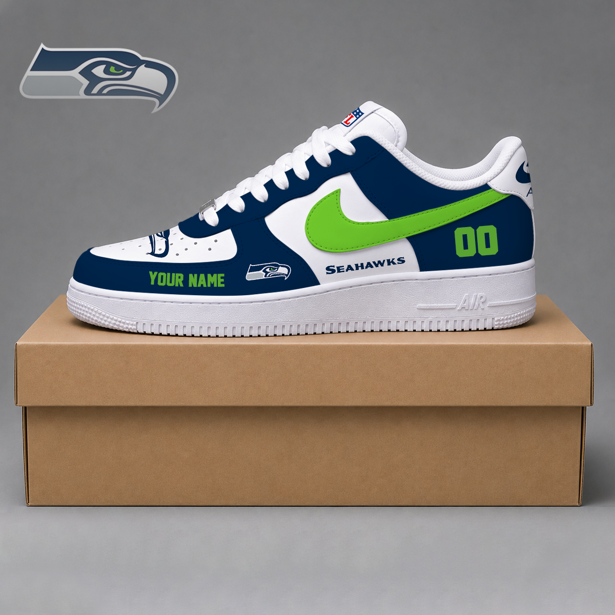 ELITE EDITION - NEW CUSTOMIZED NFL06 SSH SEATTLE SEAHAWKS AF1 SHOES