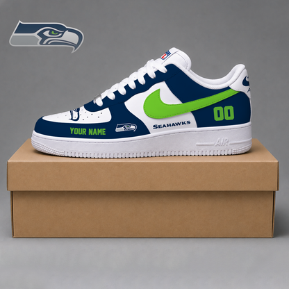ELITE EDITION - NEW CUSTOMIZED NFL06 SSH SEATTLE SEAHAWKS AF1 SHOES