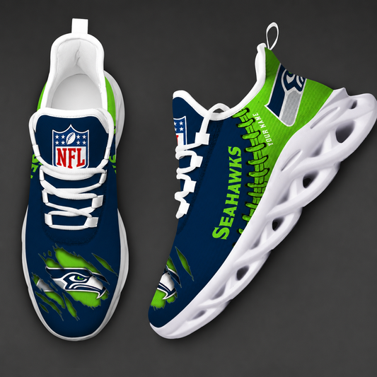 FINAL SALE - NEW CUSTOMIZED NFL06 SSH SEATTLE SEAHAWKS UNISEX MAX SOUL SHOES
