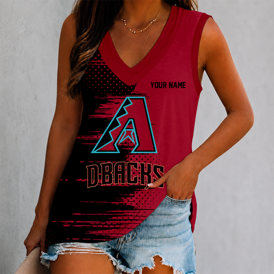 FINAL SALE - NEW CUSTOMIZED MLB07 ADS ARIZONA DIAMONDBACKS WOMEN'S V-NECK TANK TOP