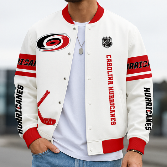 LIMITED EDITION - NEW CUSTOMIZED NHL07 CLH CR HURRICANES BASEBALL JACKET, SATIN VARSITY JACKET
