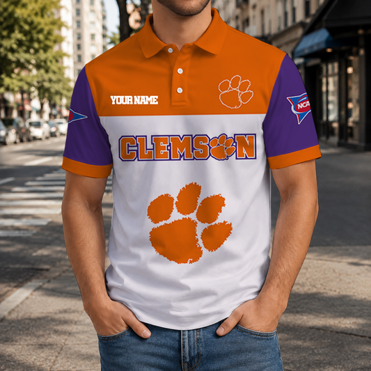 SPECIAL OFFER - NEW CUSTOMIZED NCAA FBS07 CST CLEMSON TIGERS POLO SHIRT, ZIP POLO SHIRT & T-SHIRTS