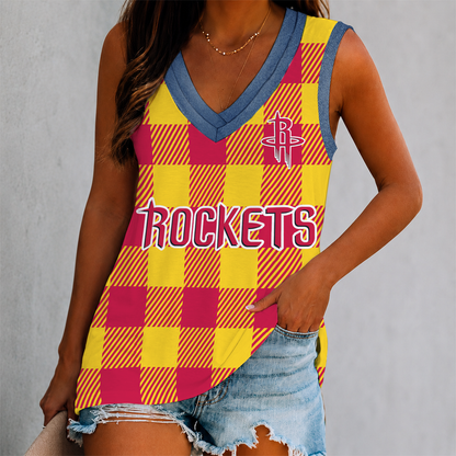VIRAL EDITION - NEW CUSTOMIZED NBA07 HRO HOUSTON ROCKETS WOMEN'S V-NECK TANK TOP
