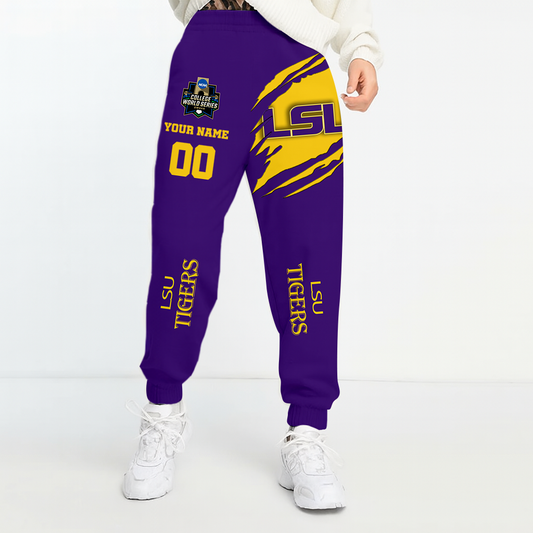 LIMITED DROP - NEW CUSTOMIZED COLLEGE WORLD SERIES NCAA07 LST LSU TIGERS UNISEX LONG PANTS