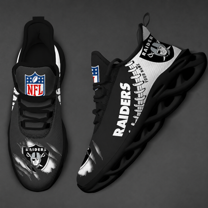 FINAL SALE - NEW CUSTOMIZED NFL07 LVR LAS VEGAS RAIDERS UNISEX MAX SOUL SHOES