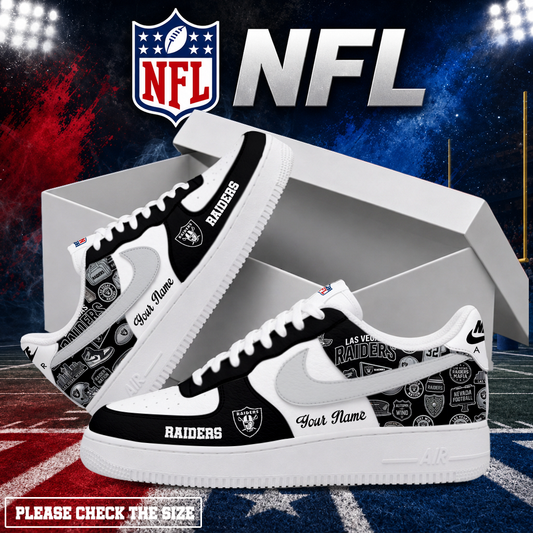 FINAL SALE - NEW CUSTOMIZED NFL07 LVR LAS VEGAS RAIDERS AF1 SHOES