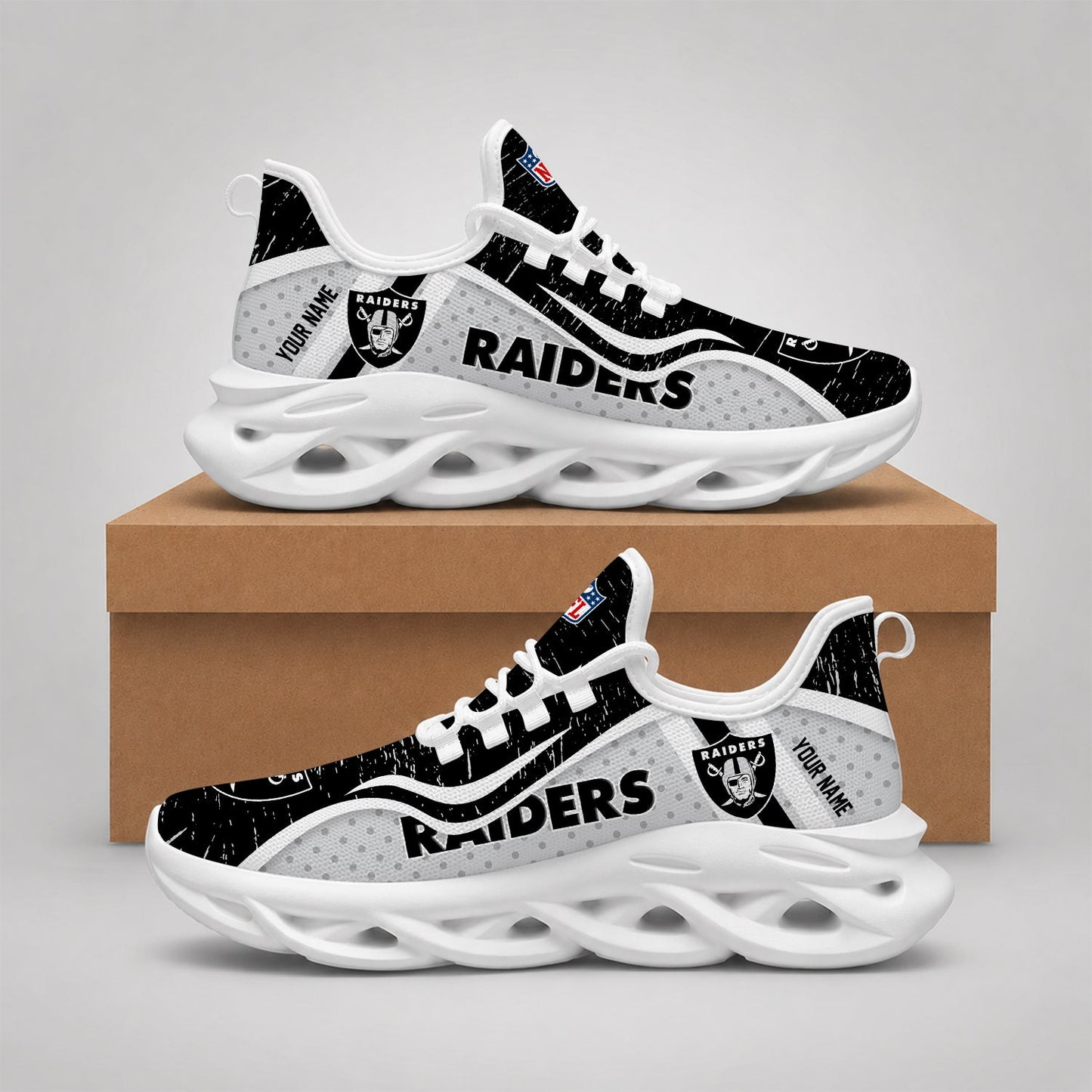 LIMITED EDITION - NEW CUSTOMIZED NFL07 LVR LAS VEGAS RAIDERS MAX SOUL SHOES