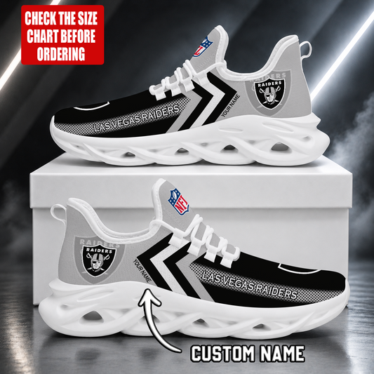 FINAL SALE - NEW CUSTOMIZED NFL07 LVR LAS VEGAS RAIDERS UNISEX MAX SOUL SHOES