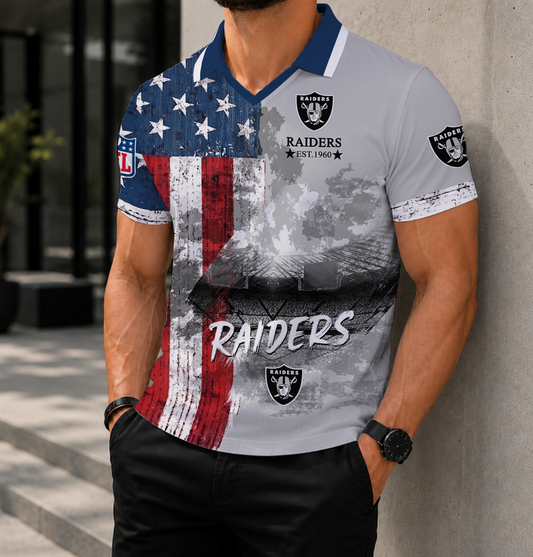 FINAL SALE - NEW CUSTOMIZED NFL07 LVR LAS VEGAS RAIDERS POLO SHIRT