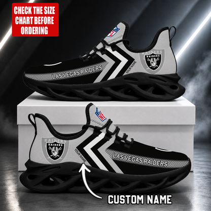 FINAL SALE - NEW CUSTOMIZED NFL07 LVR LAS VEGAS RAIDERS UNISEX MAX SOUL SHOES