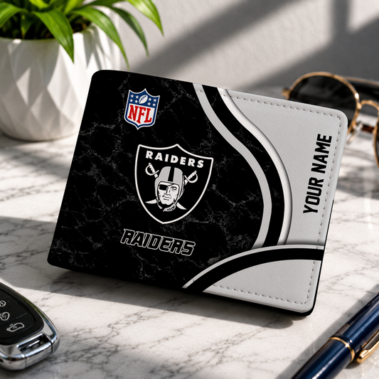 LIMITED EDITION - NEW CUSTOMIZED NFL07 LVR LAS VEGAS RAIDERS LEATHER WALLET