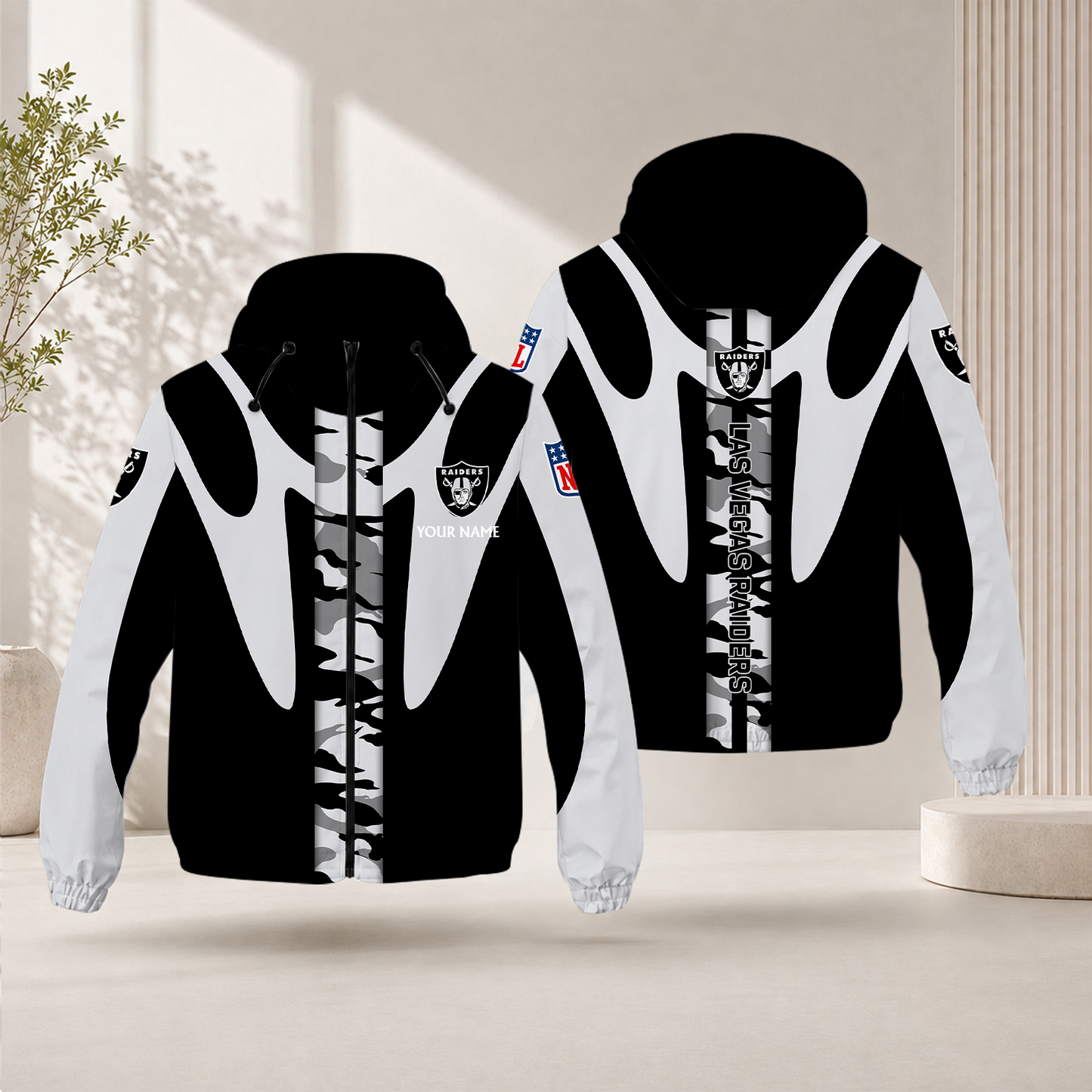 FLASH SALE - NEW CUSTOMIZED NFL07 LVR LAS VEGAS RAIDERS WINDBREAKER JACKET