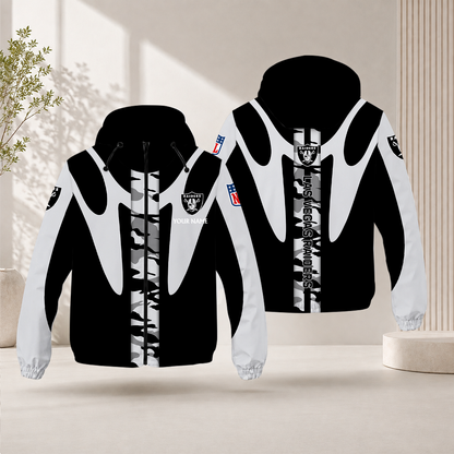 FLASH SALE - NEW CUSTOMIZED NFL07 LVR LAS VEGAS RAIDERS WINDBREAKER JACKET