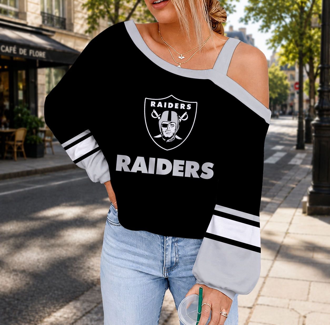 LIMITED EDITION - NEW CUSTOMIZED NFL07 LVR LAS VEGAS RAIDERS DROP SHOULDER SWEATSHIRT