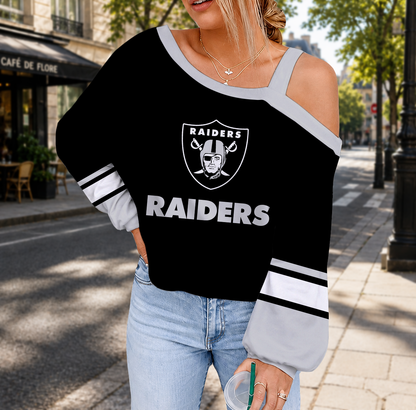 LIMITED EDITION - NEW CUSTOMIZED NFL07 LVR LAS VEGAS RAIDERS DROP SHOULDER SWEATSHIRT