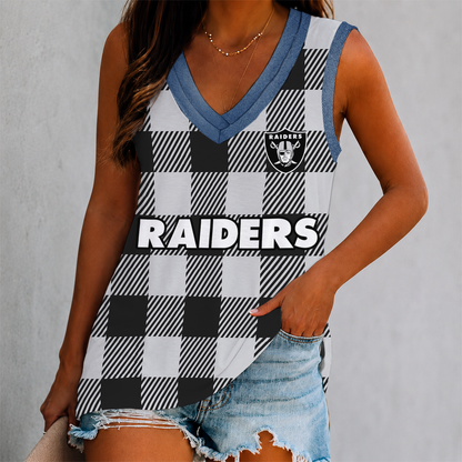 FLASH SALE - NEW CUSTOMIZED NFL07 LVR LAS VEGAS RAIDERS WOMEN'S V-NECK TANK TOP