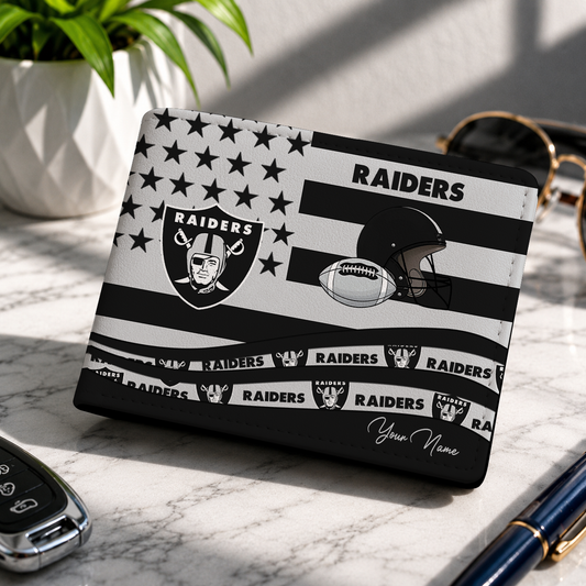 FINAL SALE - NEW CUSTOMIZED NFL07 LVR LAS VEGAS RAIDERS LEATHER WALLET