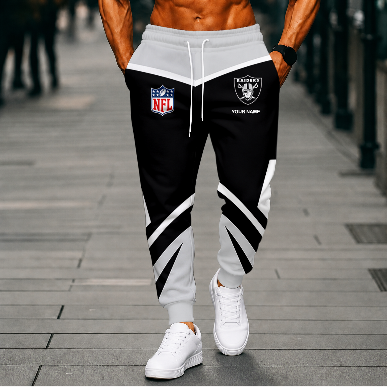 FINAL SALE - NEW CUSTOMIZED NFL07 LVR LAS VEGAS RAIDERS SWEATPANTS