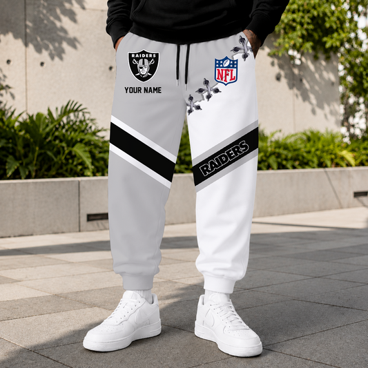 FLASH SALE - NEW CUSTOMIZED NFL07 LVR LAS VEGAS RAIDERS SWEATPANTS