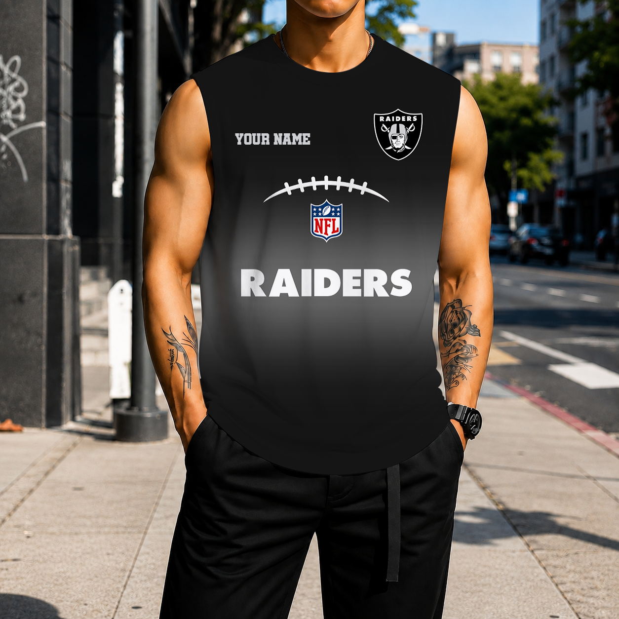 VIRAL EDITION - NEW CUSTOMIZED NFL07 LVR LAS VEGAS RAIDERS MEN'S GYM SHIRT