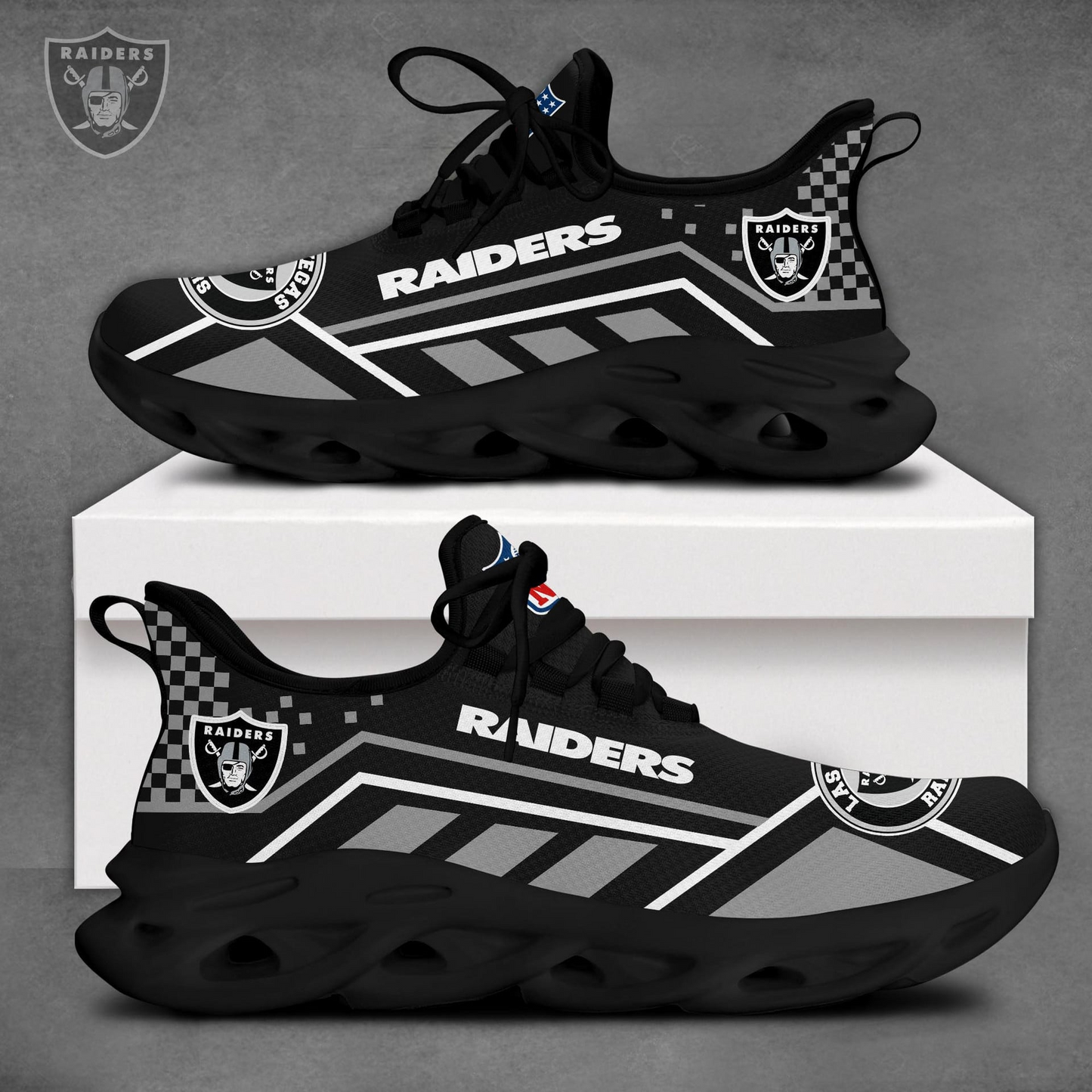LIMITED EDITION - NEW CUSTOMIZED NFL07 LVR LAS VEGAS RAIDERS MAX SOUL SHOES